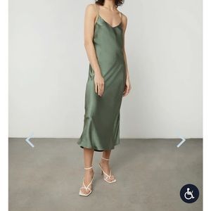 Oak & Fort Midi Slip Dress Green XXS New with Tags NWT